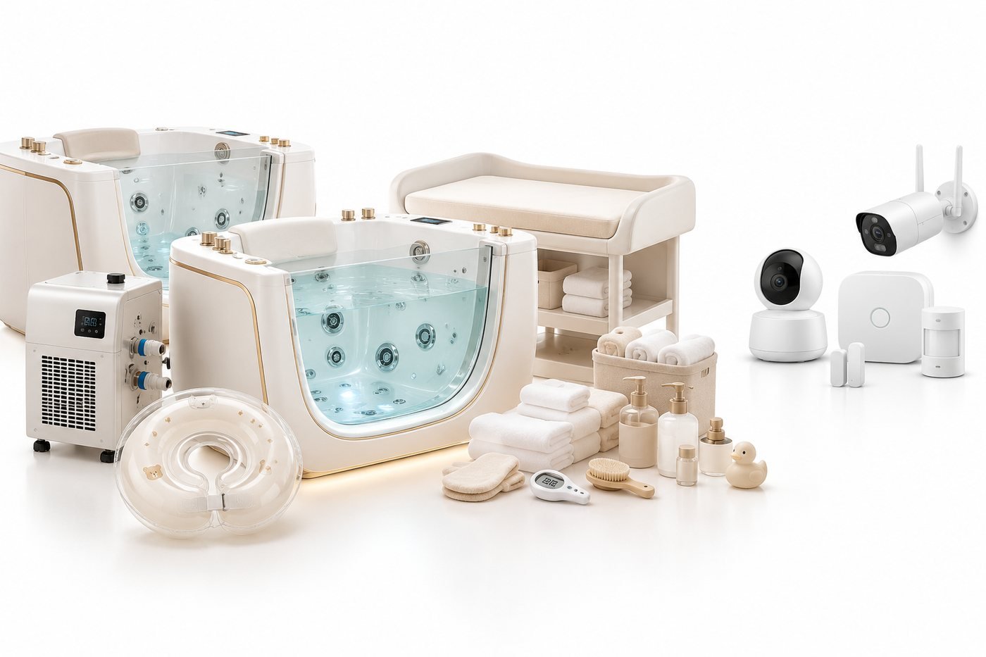 Tinas para spa de bebé y equipos de seguridad para el hogar